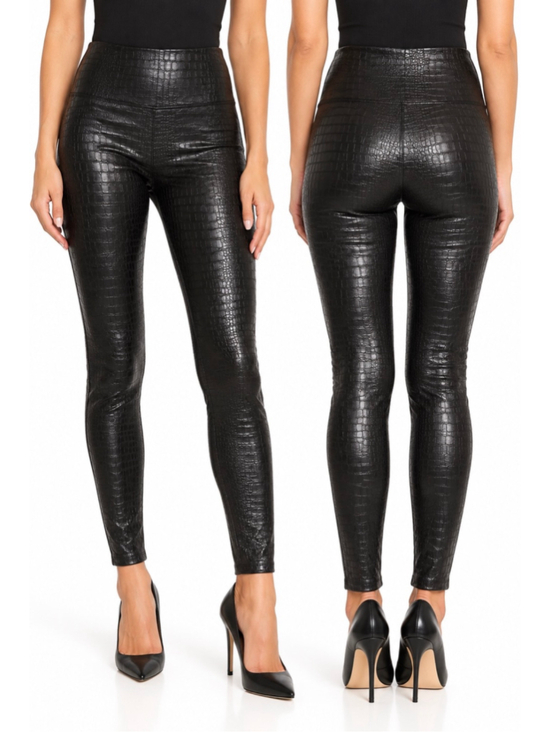 7 For All Mankind Pants - 7 For All Mankind Croc Embossed Faux Leather Leggings Black Size S Small